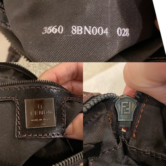 Fendi Zucchino Bauletto Shoulder Bag in Brown and Tan - Picture 8 of 13